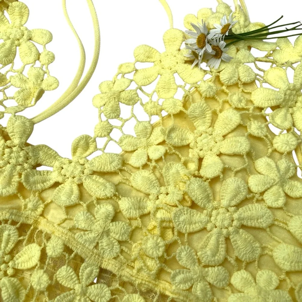 Floral Lace Bralette in Yellow - Women's Intimates